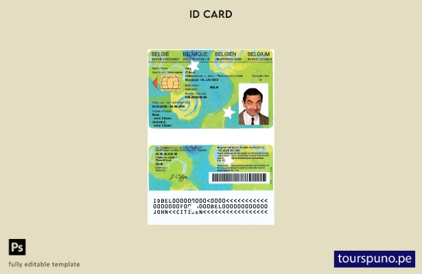 Plantilla de identificación para niños de Bélgica lista para imprimir